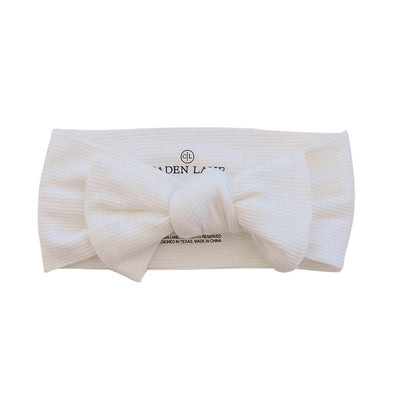 pearl white ribbed bamboo large bow headwrap