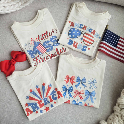bow 4th of july tee for kids 