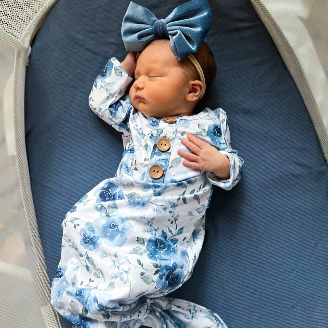 newborn navy blue dress blue dress for baby girl Hand Smocked Girls Dress Navy and Satin Ribbons