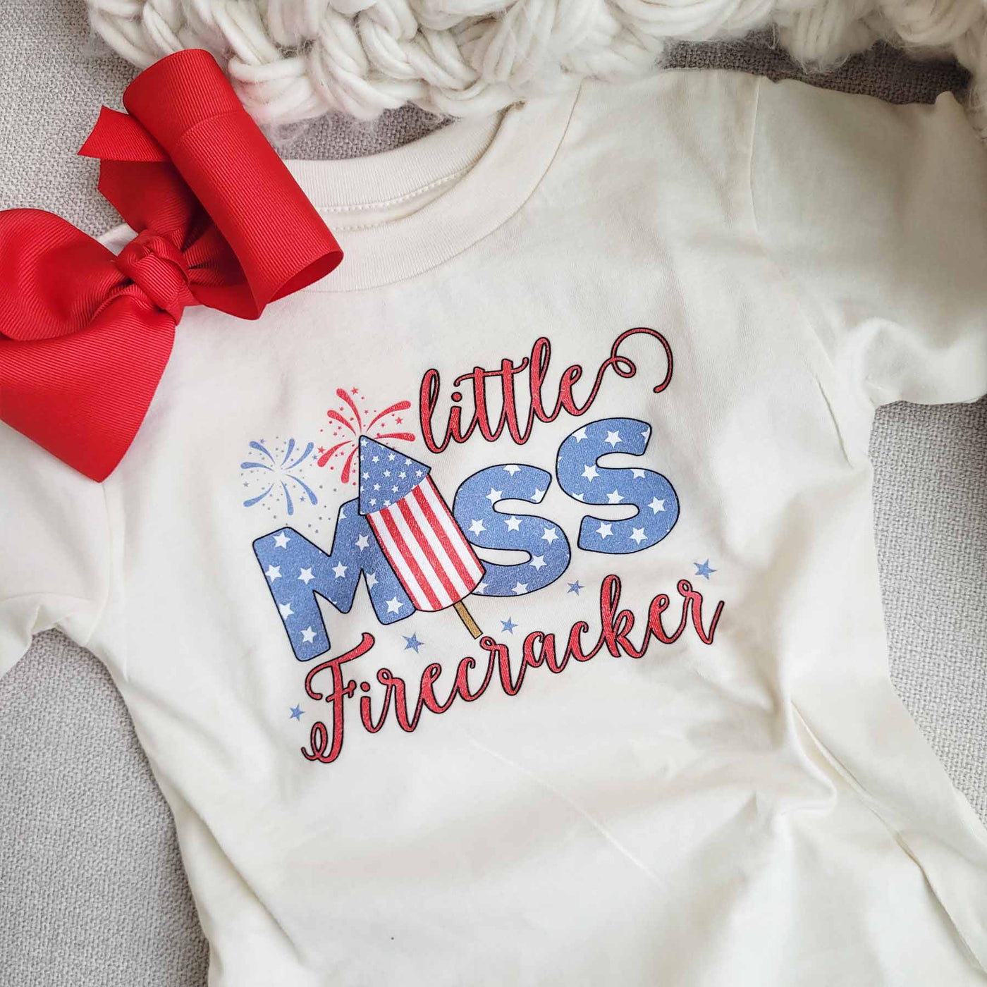 little miss firecracker 4th of july graphic tee for kids 