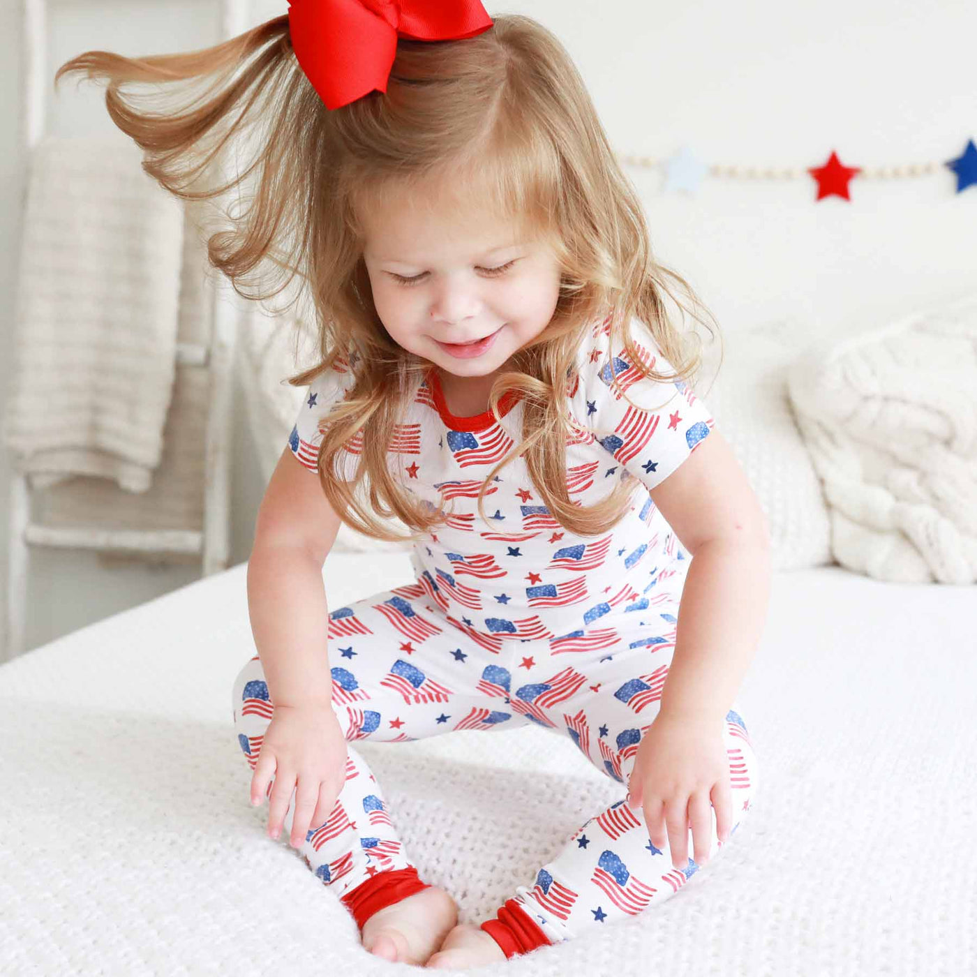 4th of july flag pajamas for kids two piece set