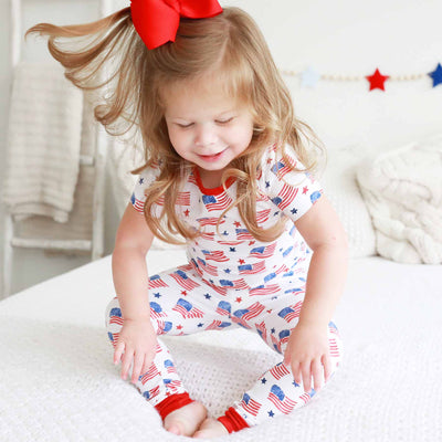 4th of july flag pajamas for kids two piece set