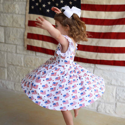 american flag casual dress for girls 