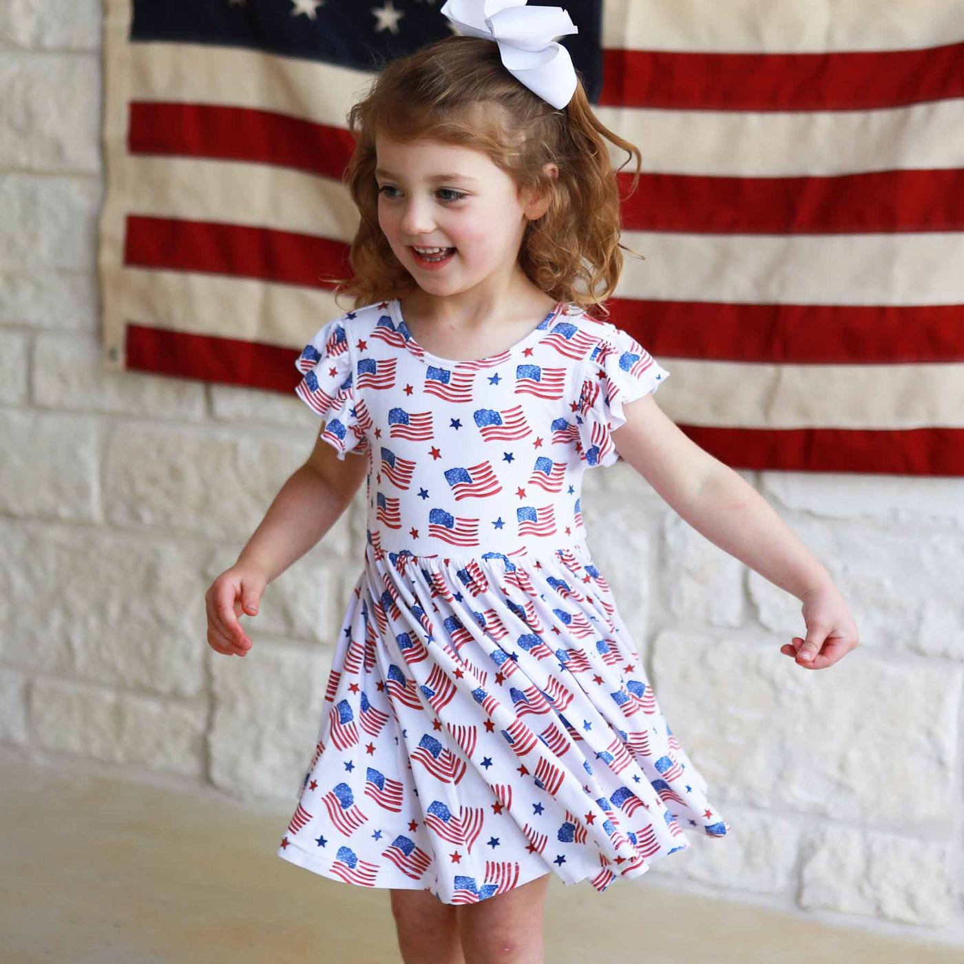 american flag ruffle twirl dress for girls 
