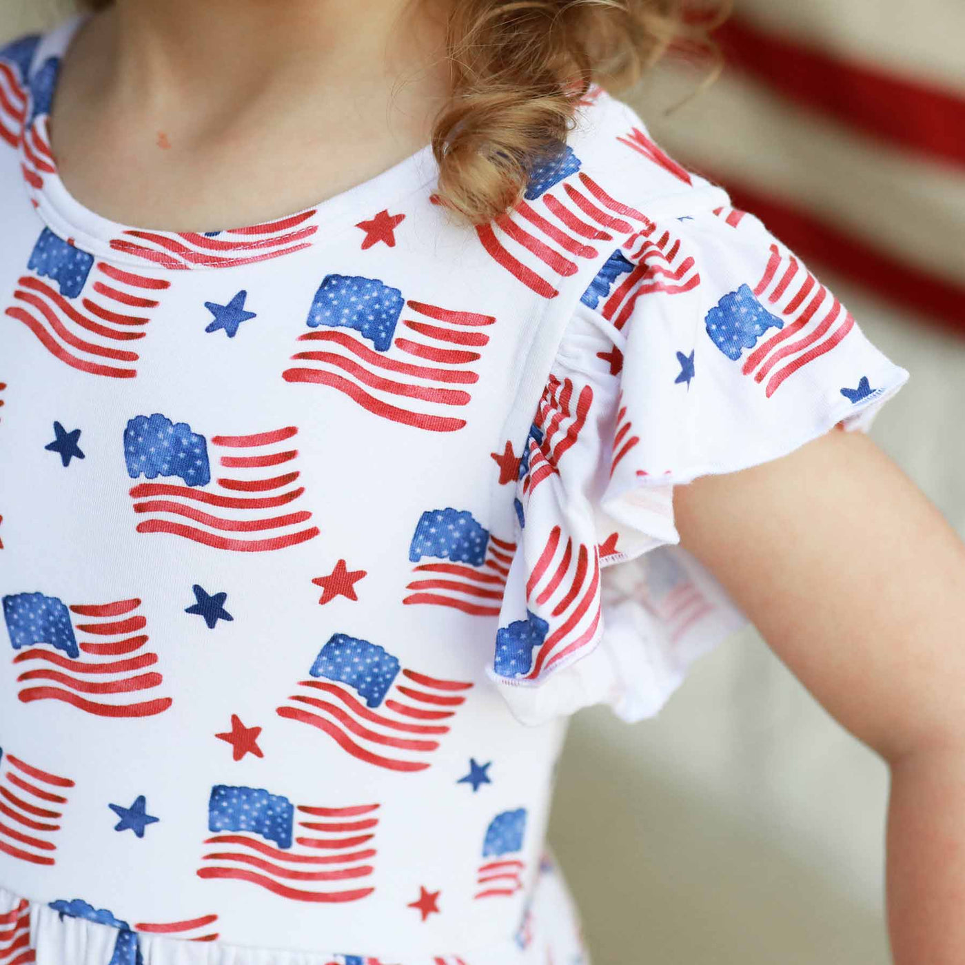 girls 4th of july twirl dress with american flags