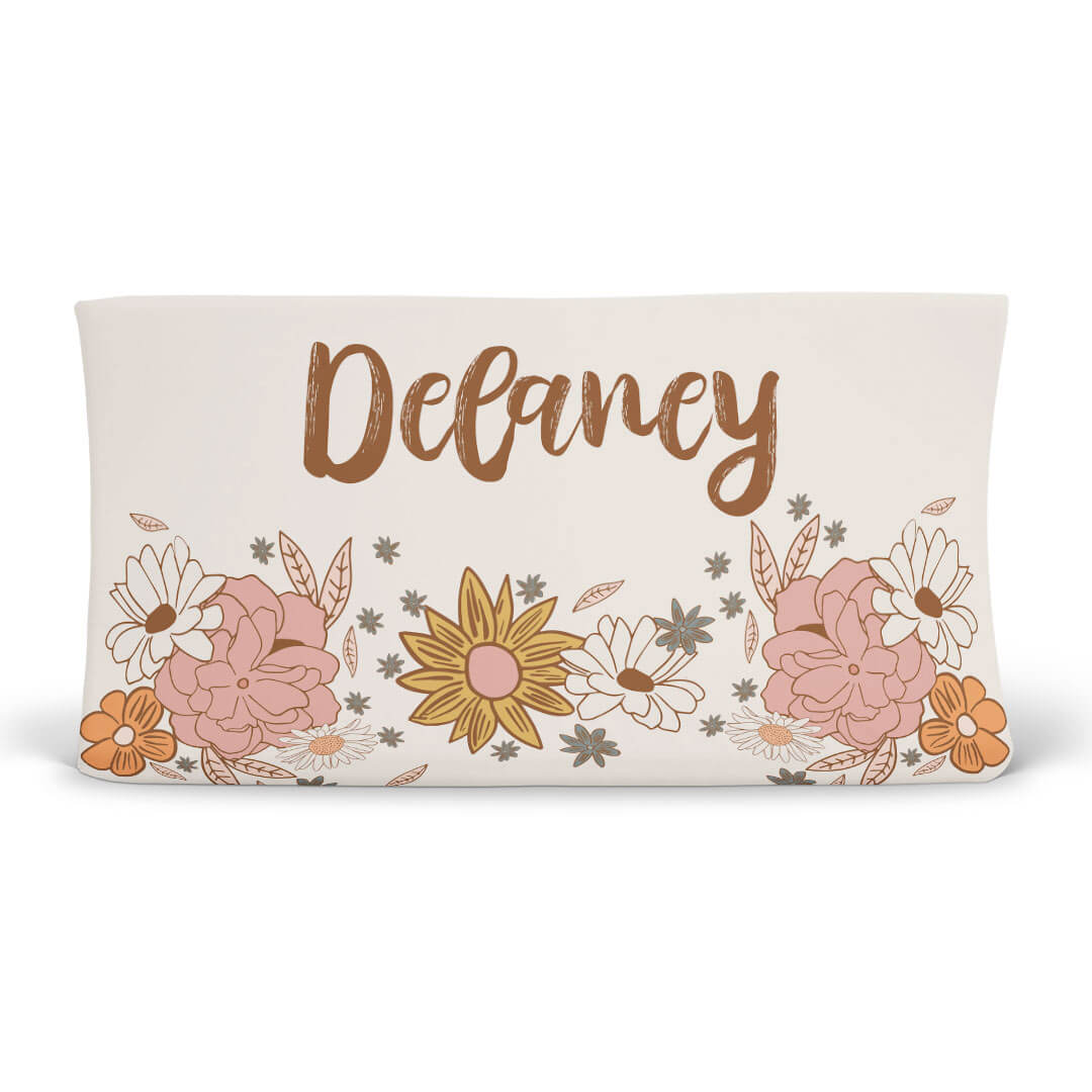 boho floral personalized changing pad cover