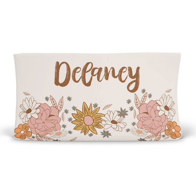 boho floral personalized changing pad cover