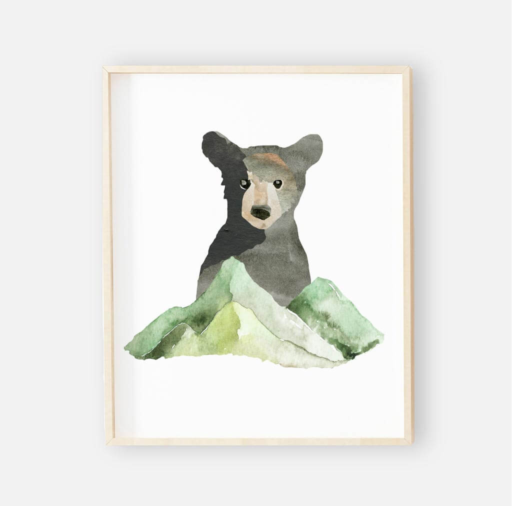 baby bear framed woodland wall art for the nursery