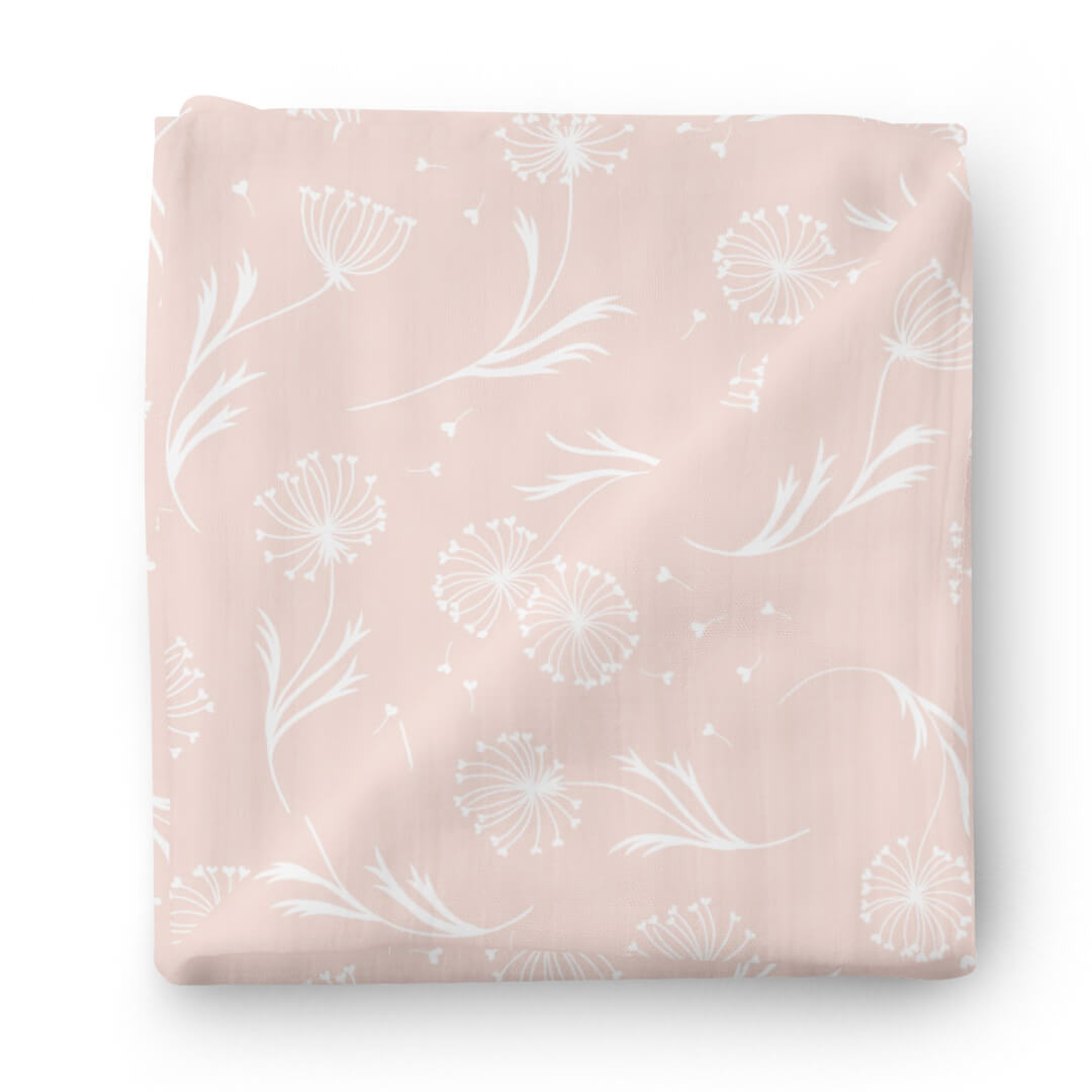 blush dandelion swaddle blanket 