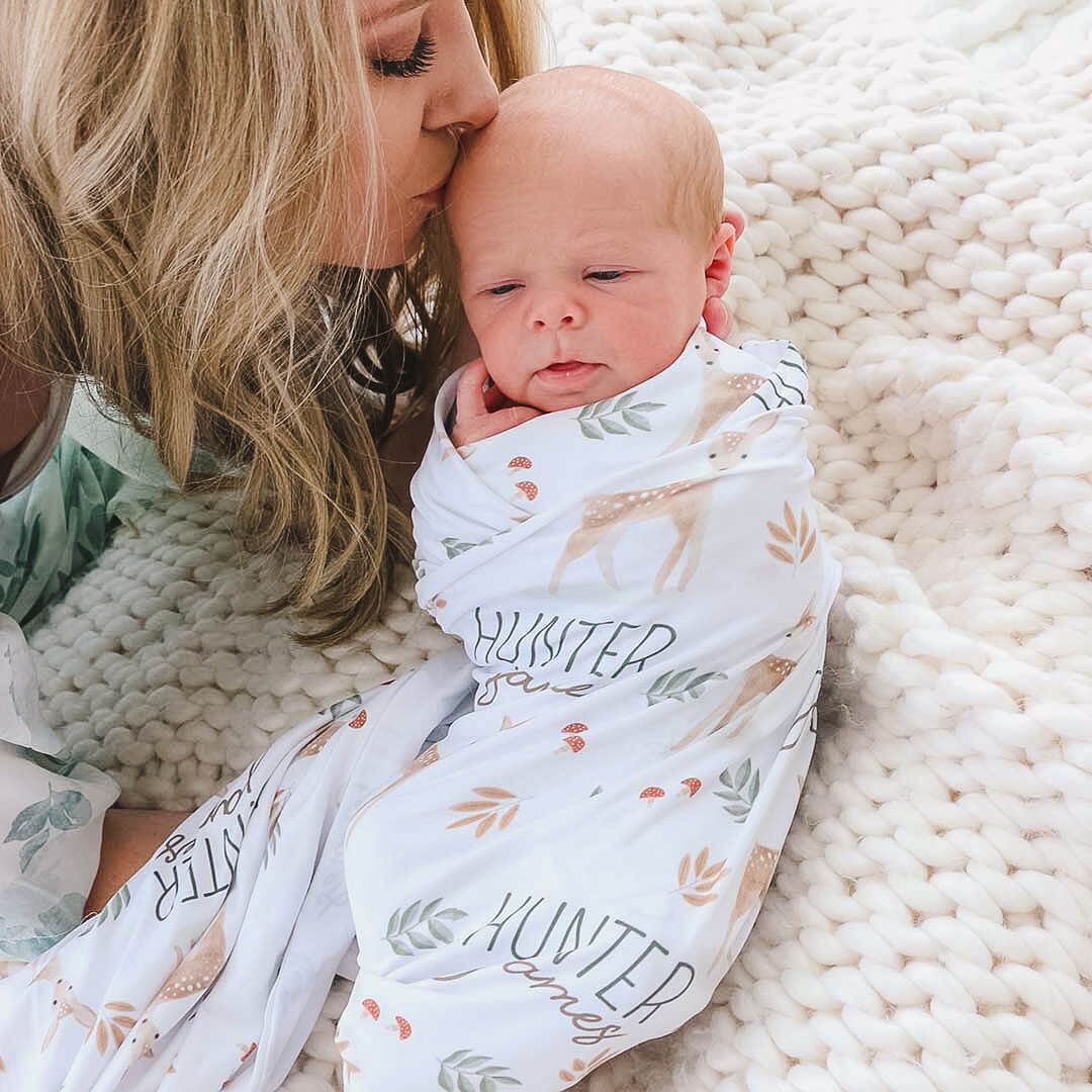 fawn personalized swaddle blanket 