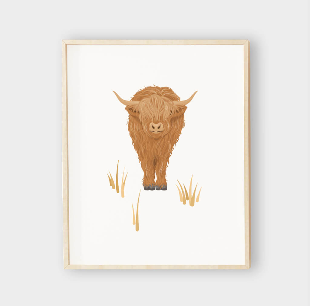 Highland cow wallpaper nursery decor, farm nursery peel and stick