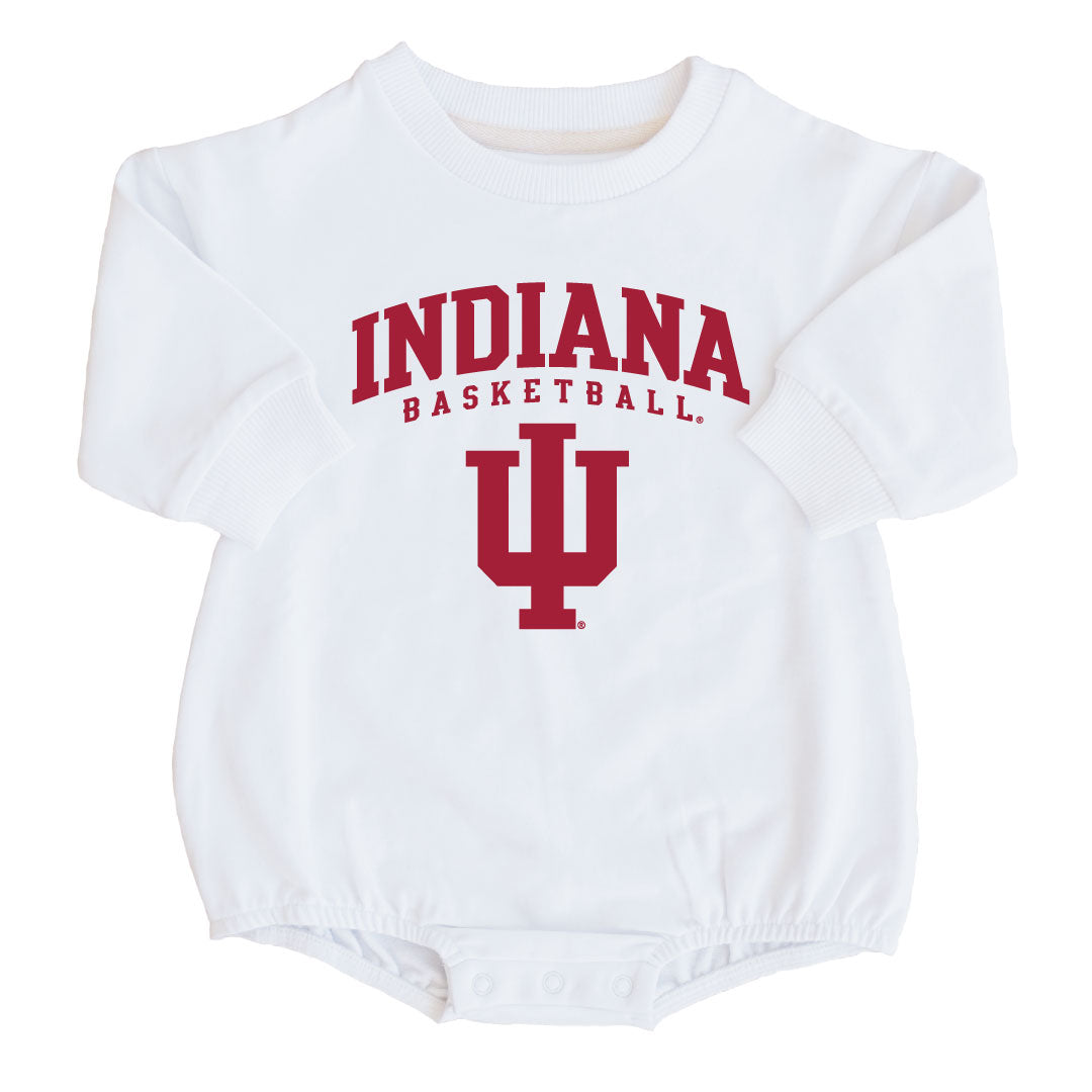 indiana basketball long sleeve bubble romper for babies white 