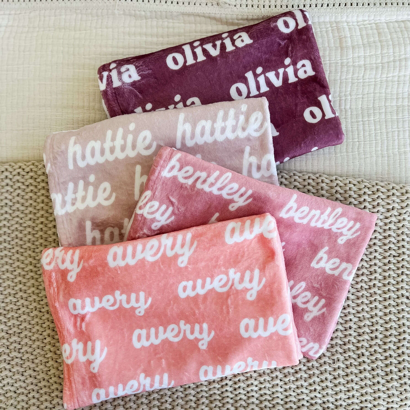 personalized color blankets with name pink 