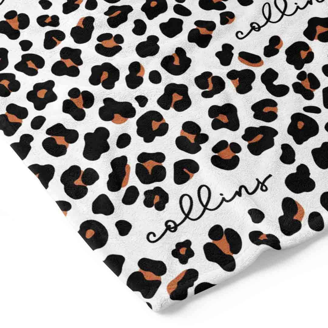 leopard print personalized toddler blanket 