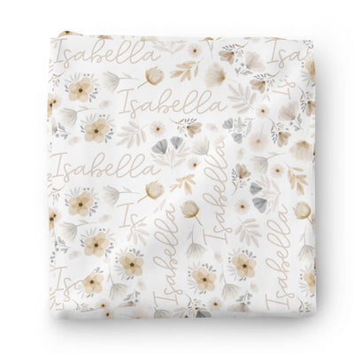 personalized swaddle blanket neutral floral
