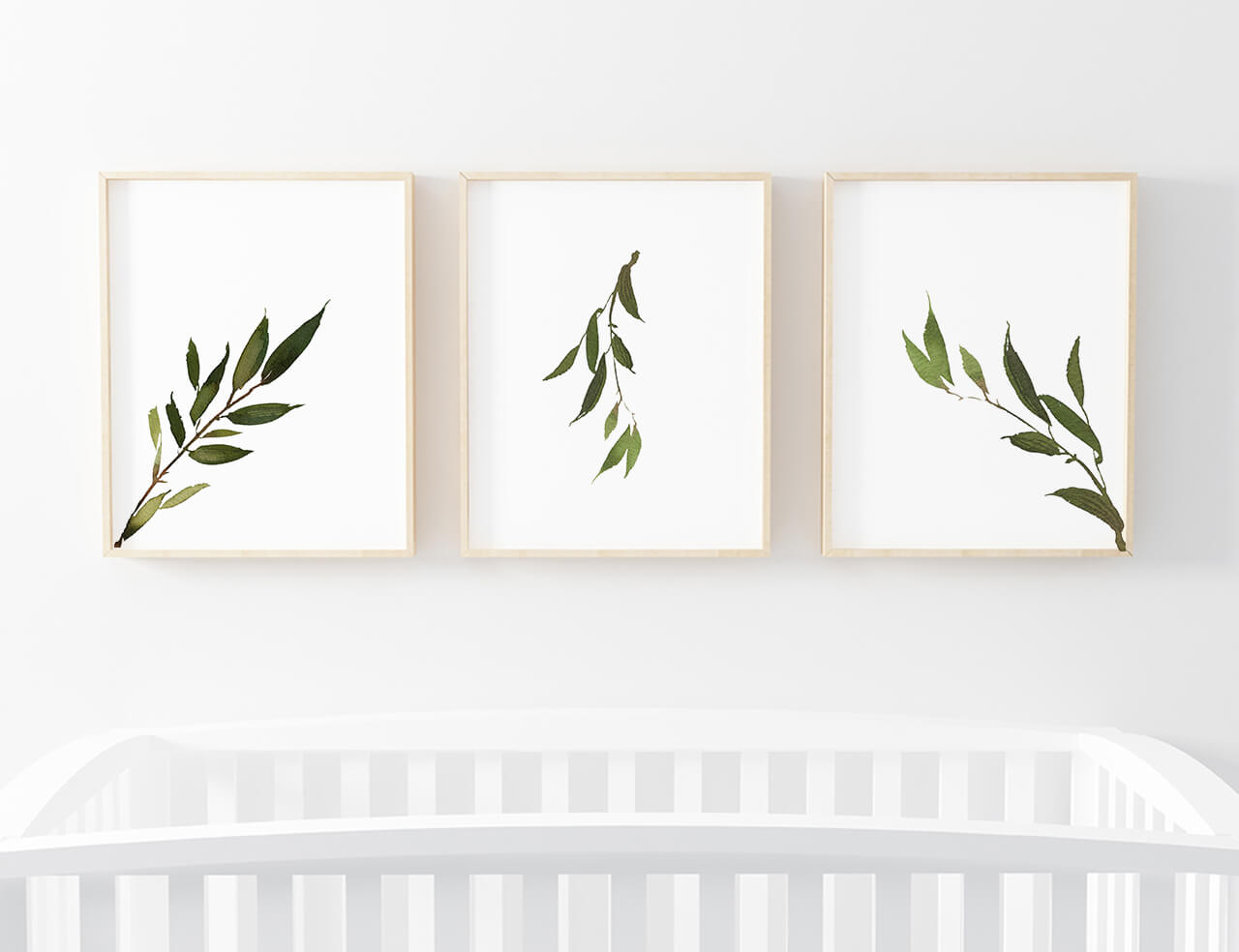 olive leaf nursery wall art set