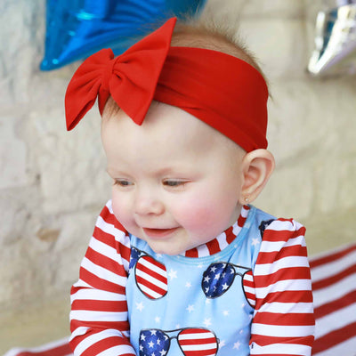 fourth of july swim bow for babies solid red 