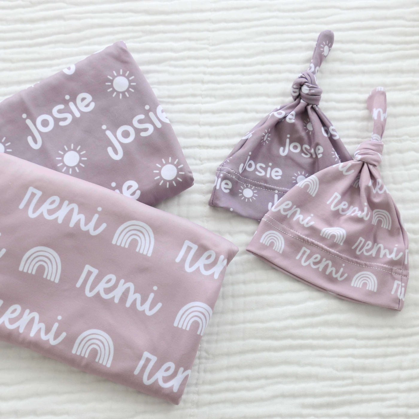 personalized graphic swaddle purple 