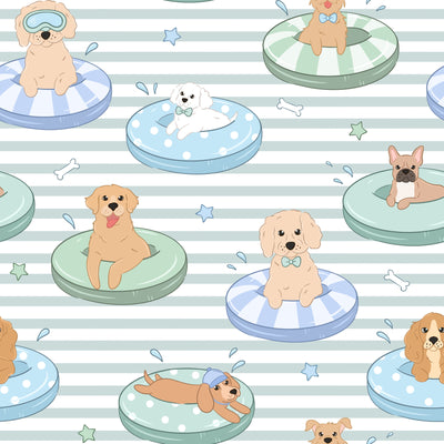 Zipper Footie | Poolside Pups Blue