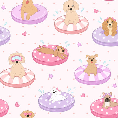 Ruffle Zipper Footie | Poolside Pups Pink