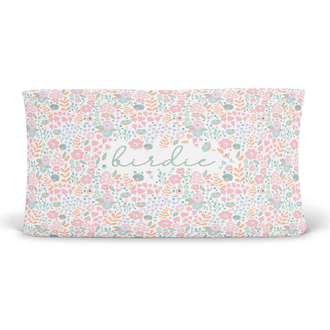 Willow's Whimsy Floral Personalized Changing Pad Cover Caden Lane