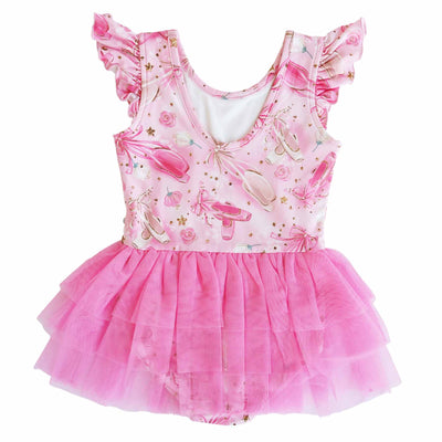 ballet shoes leotard for girls with ruffle sleeves 