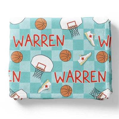 personalized kids blanket basketball