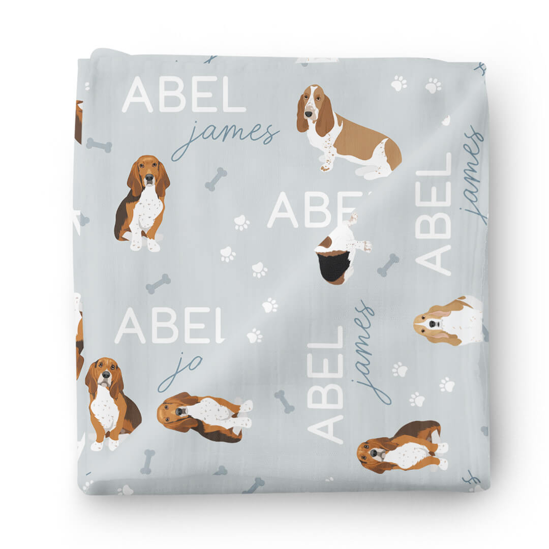 Personalized Baby Name Swaddle Blanket | Dog Breeds