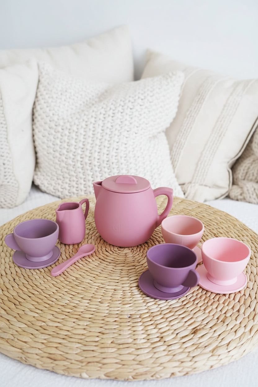 Pink Tea Party Set Silicone Tea Party Set In Blooms Colors Caden Lane