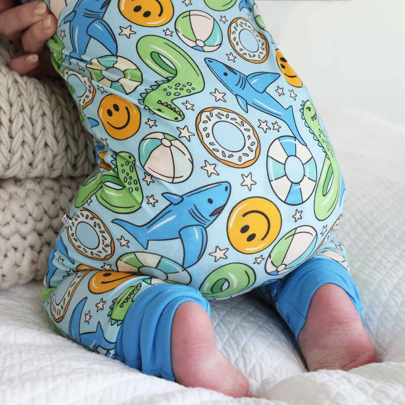 baby boy pajama romper blue with floaties 