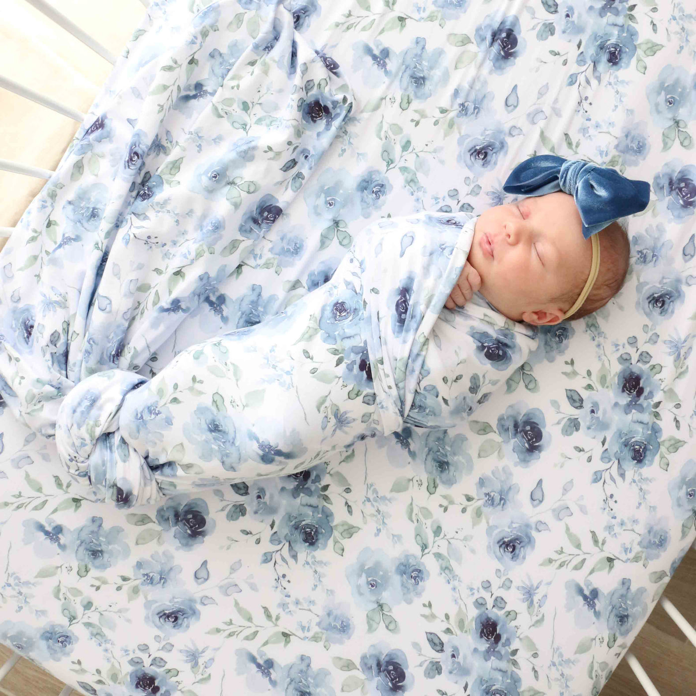 newborn swaddle blanket blue floral