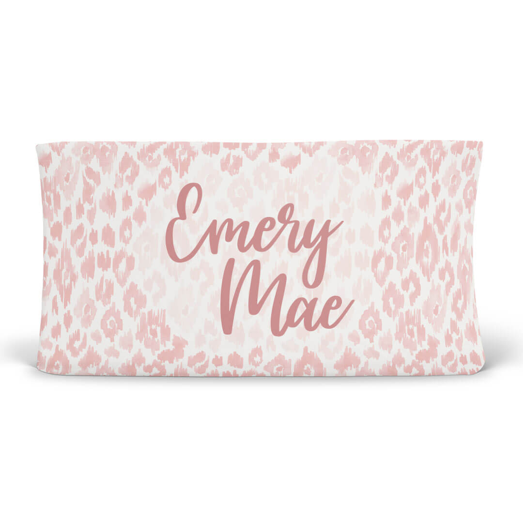 Blush Leopard Personalized Changing Pad Cover Caden Lane