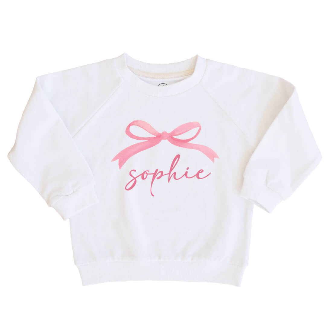 bow sweatshirt for kids personalized with name 