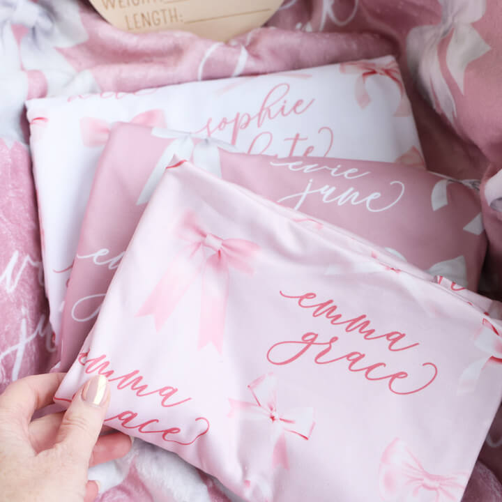 personalized bow swaddles 