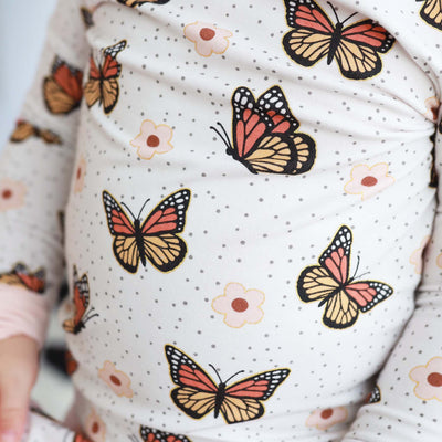 kids two piece pajama set with butterflies gold foil 