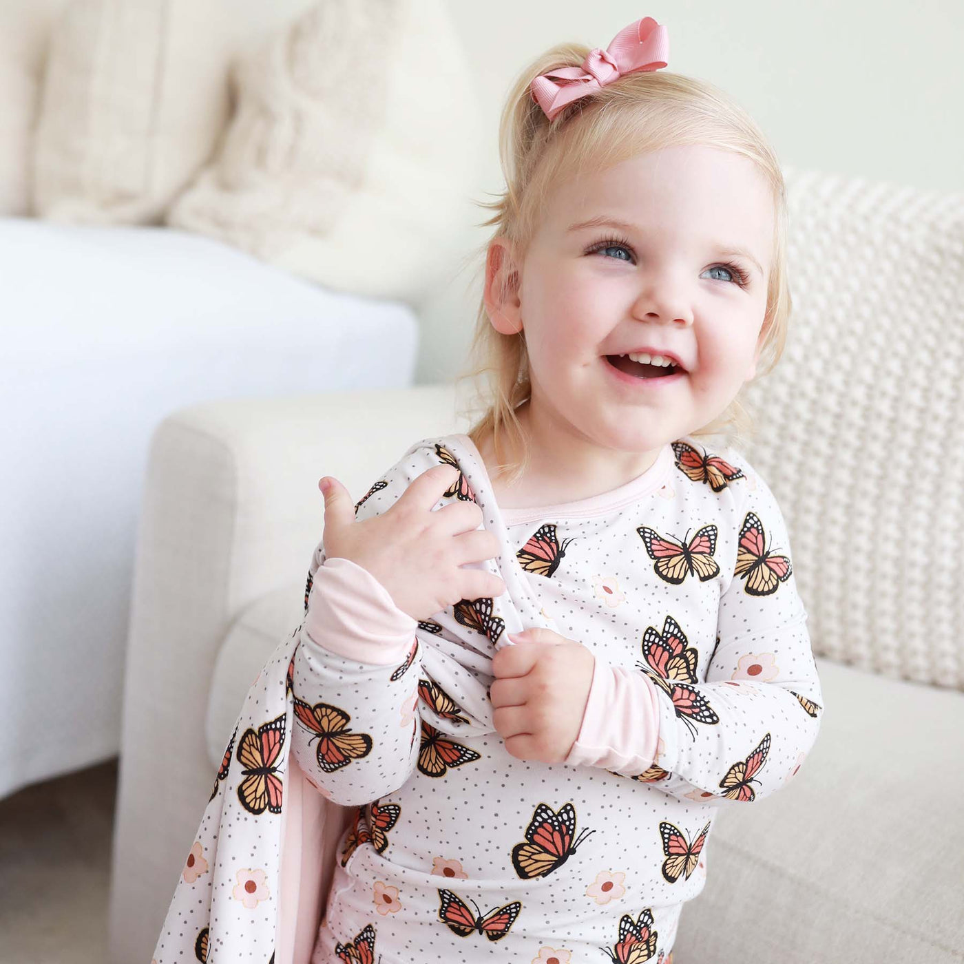 butterfly kisses two piece kids pajama set 