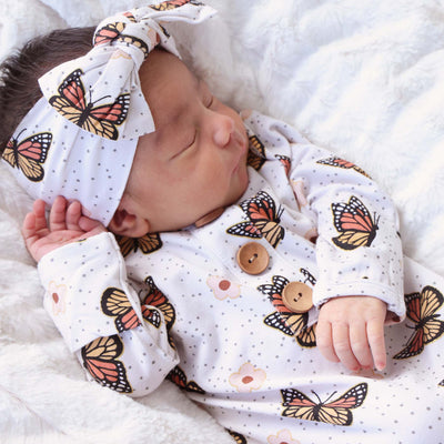 knot gown for babies with butterflies 
