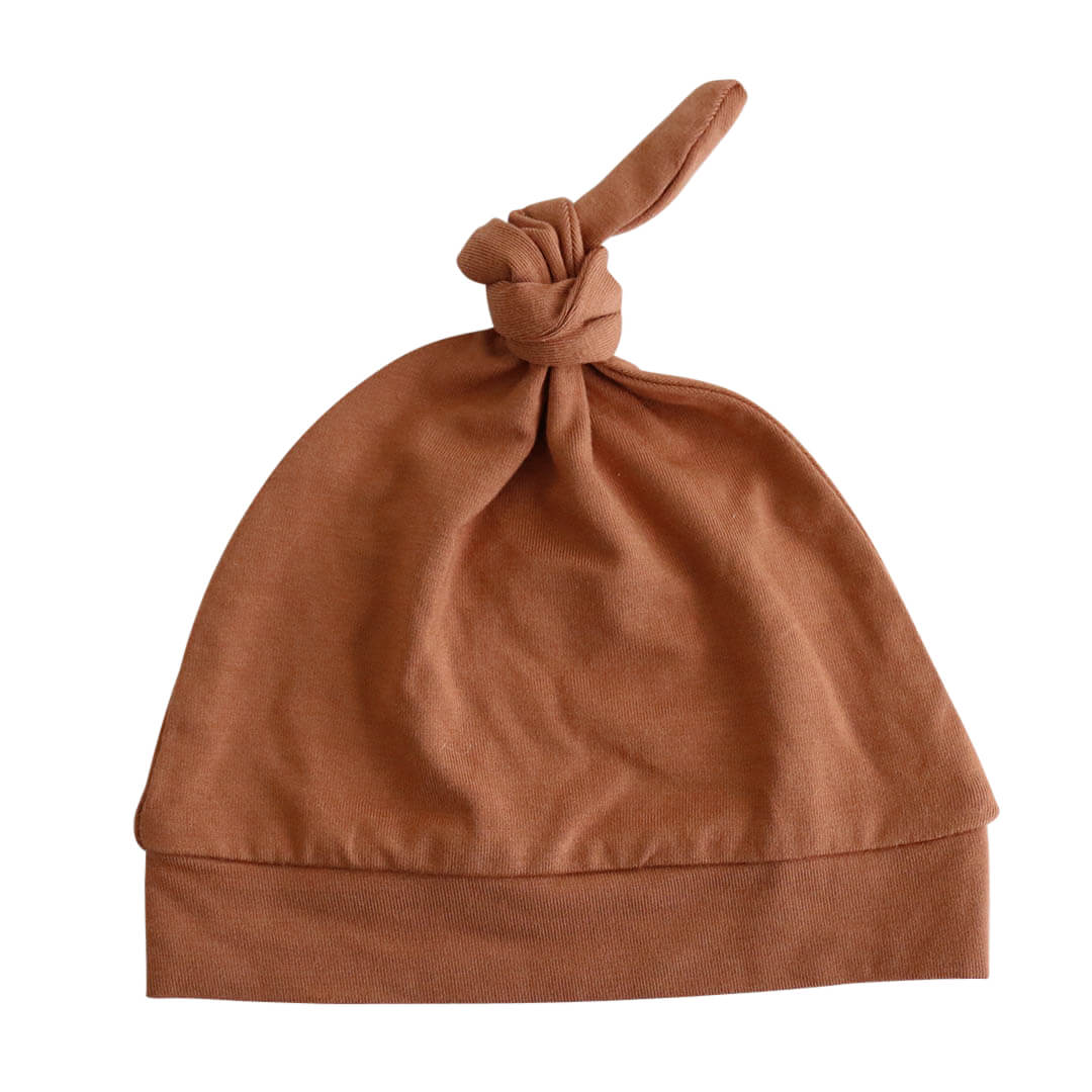 camel newborn knotted hat