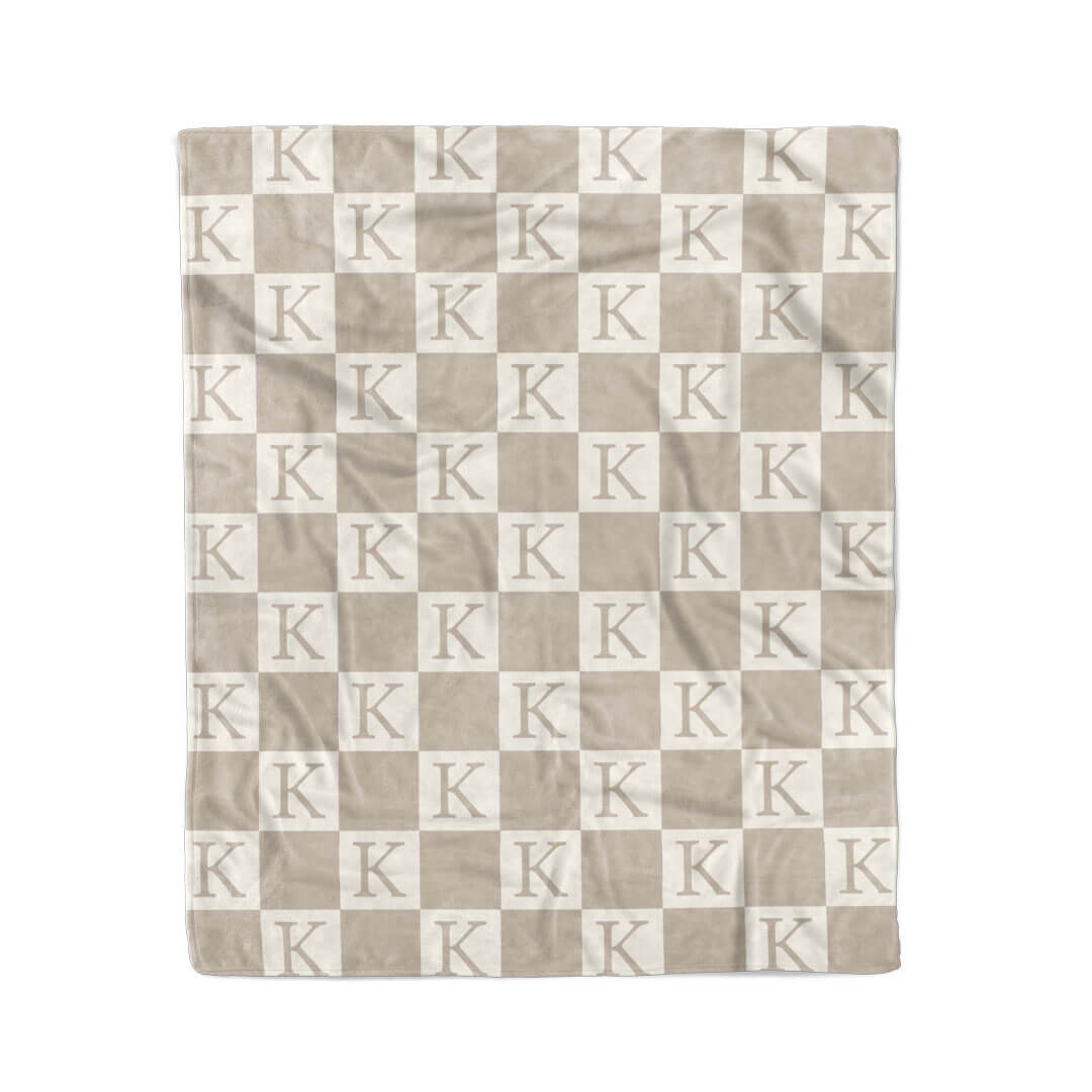 taupe personalized initial blanket with initial