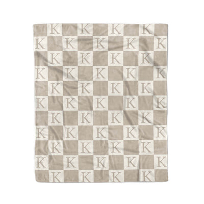 taupe personalized initial blanket with initial