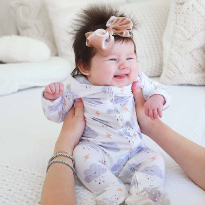 velvet bow headband for babies peach 