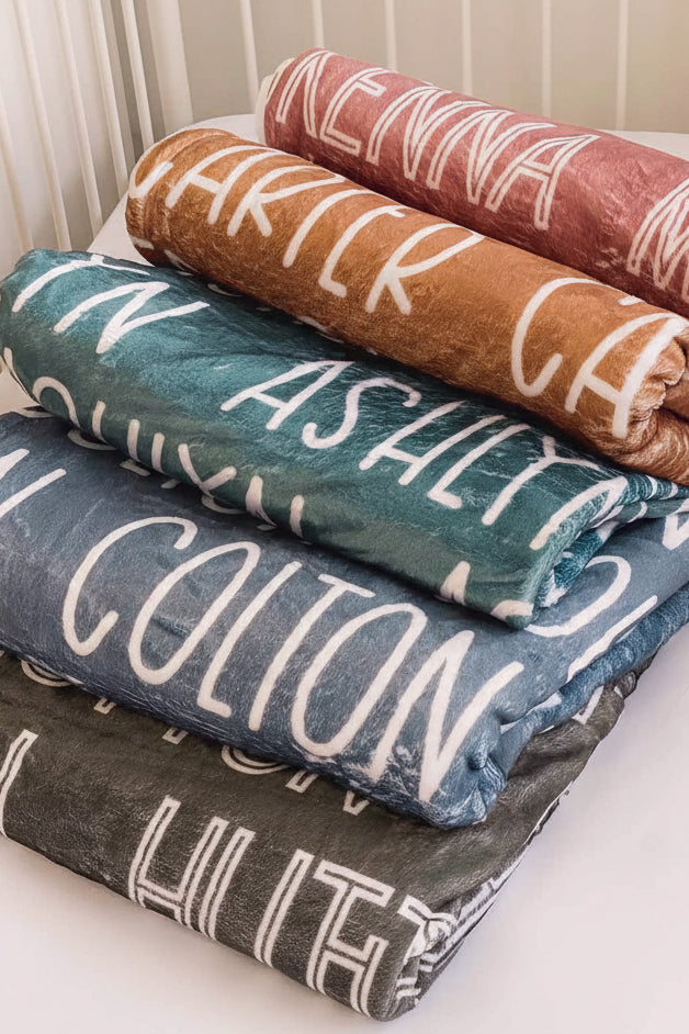 Custom Solid Color Font Personalized Toddler Blanket Caden Lane