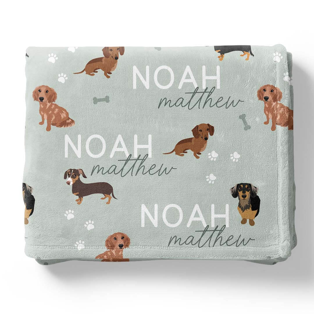 Personalized Toddler Blanket with Dachshund Caden Lane
