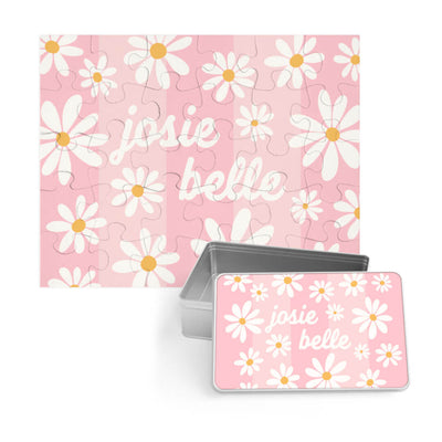 pink daisy personalized puzzle 