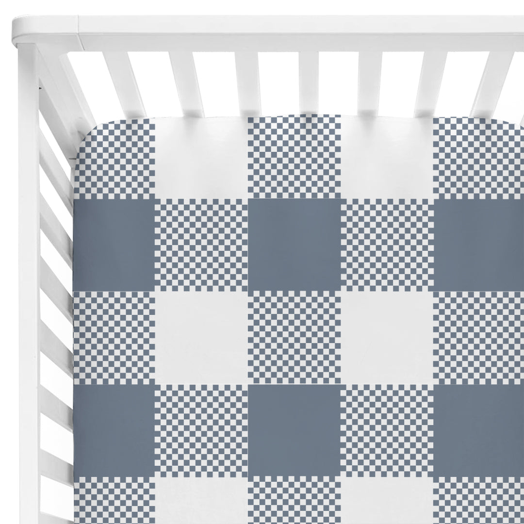 Big Check Crib Sheet | Denim