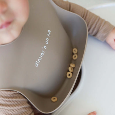 silicone bib for babies neutral dinner's on me 