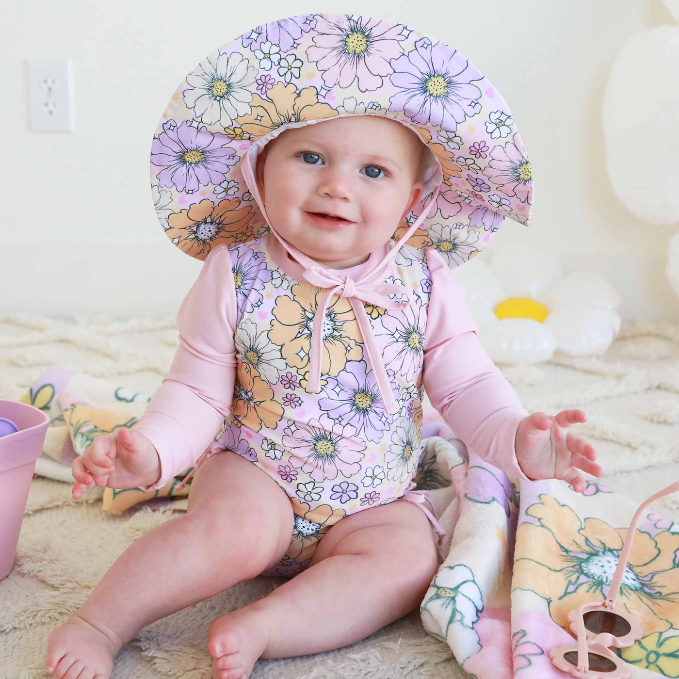 pastel multicolor upf 50+ sun hat for babies 