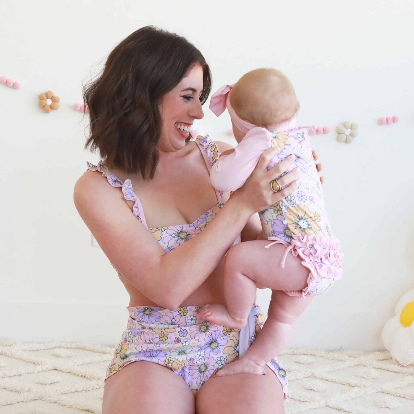 ruffle butt swimsuit for babies disco daisies 