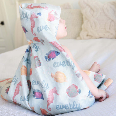 tropical fish personalized hooded towel 