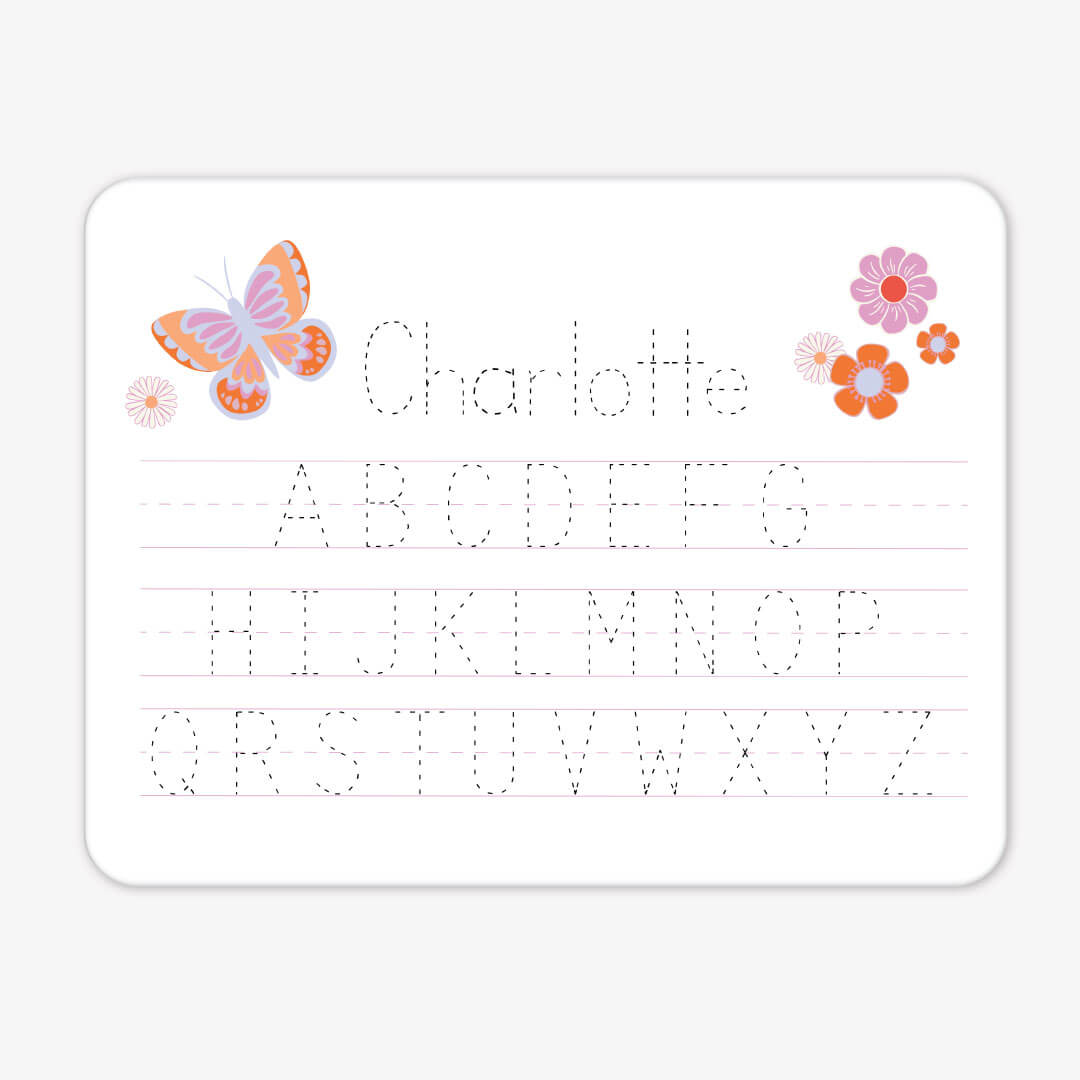 butterfly floral alphabet whiteboard 